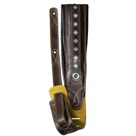TGI Guitar Strap Leather Padded Iron Cross Brown/Black
